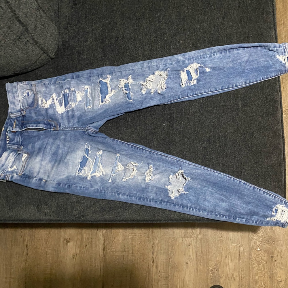 American Eagle, ripped curvy high rise jeggings